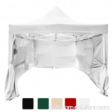 Quictent Privacy 10x15 EZ Pop Up Canopy Party Tent Gazebo 100% Waterproof with Sides and Mesh Windows Beige